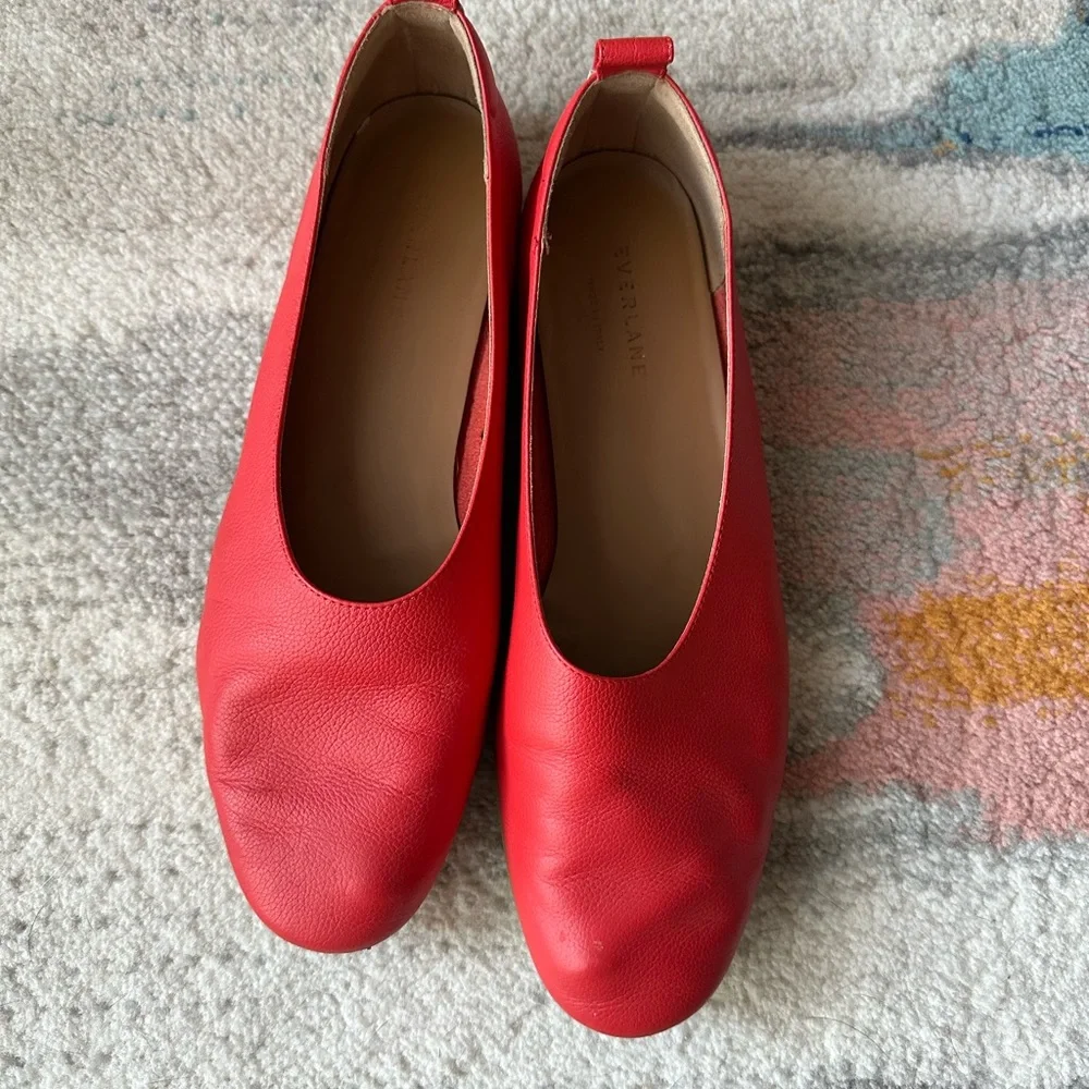 Everlane Red Leather Ballet Flats